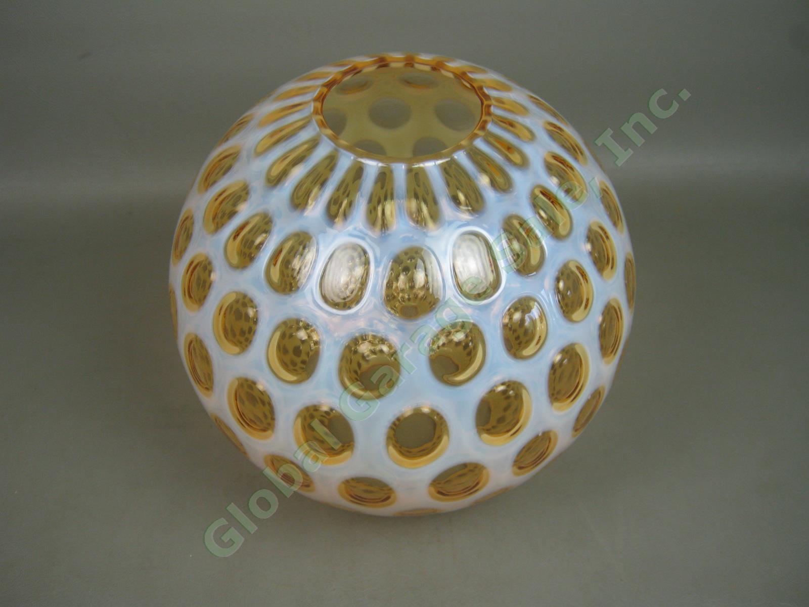 10" Fenton Honeysuckle Opalescent Coin Dot Gone With The Wind GWTW Lamp Globe NR 1