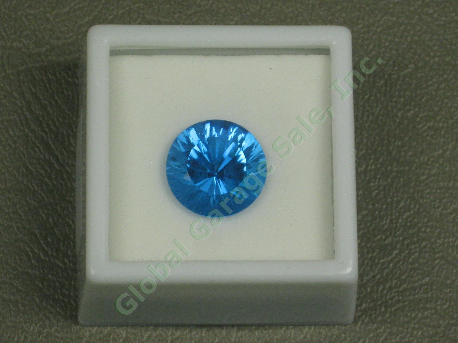HUGE 50ct 18pc Swiss Blue Topaz Gemstone Lot 14mm 10mm Round Oval Emerald Cut NR 1
