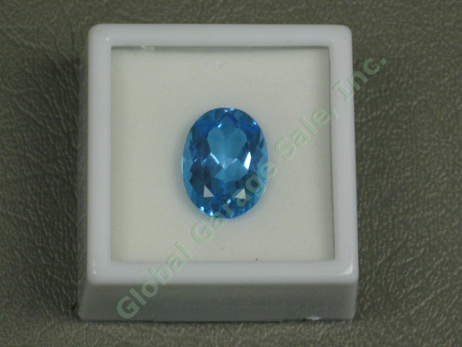 HUGE 50ct 18pc Swiss Blue Topaz Gemstone Lot 14mm 10mm Round Oval Emerald Cut NR 3