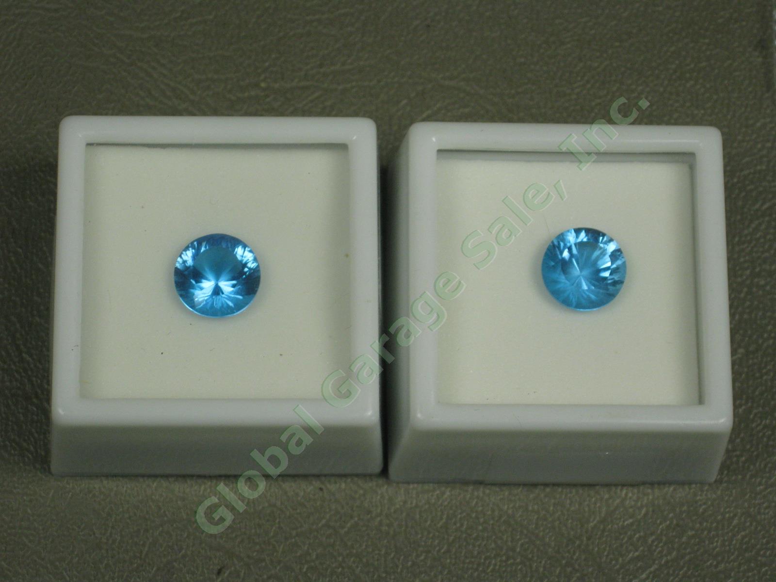 HUGE 50ct 18pc Swiss Blue Topaz Gemstone Lot 14mm 10mm Round Oval Emerald Cut NR 5