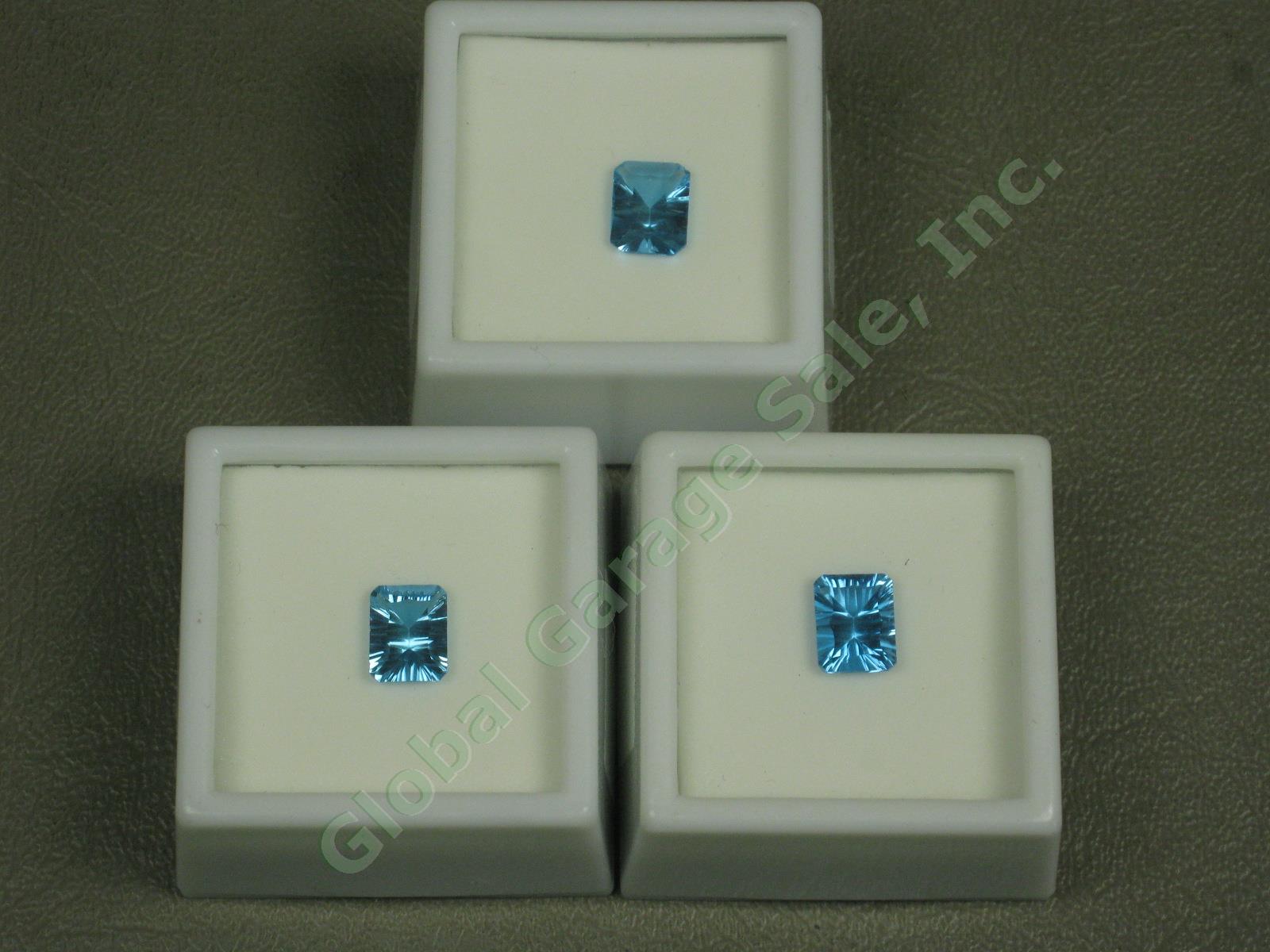 HUGE 50ct 18pc Swiss Blue Topaz Gemstone Lot 14mm 10mm Round Oval Emerald Cut NR 7
