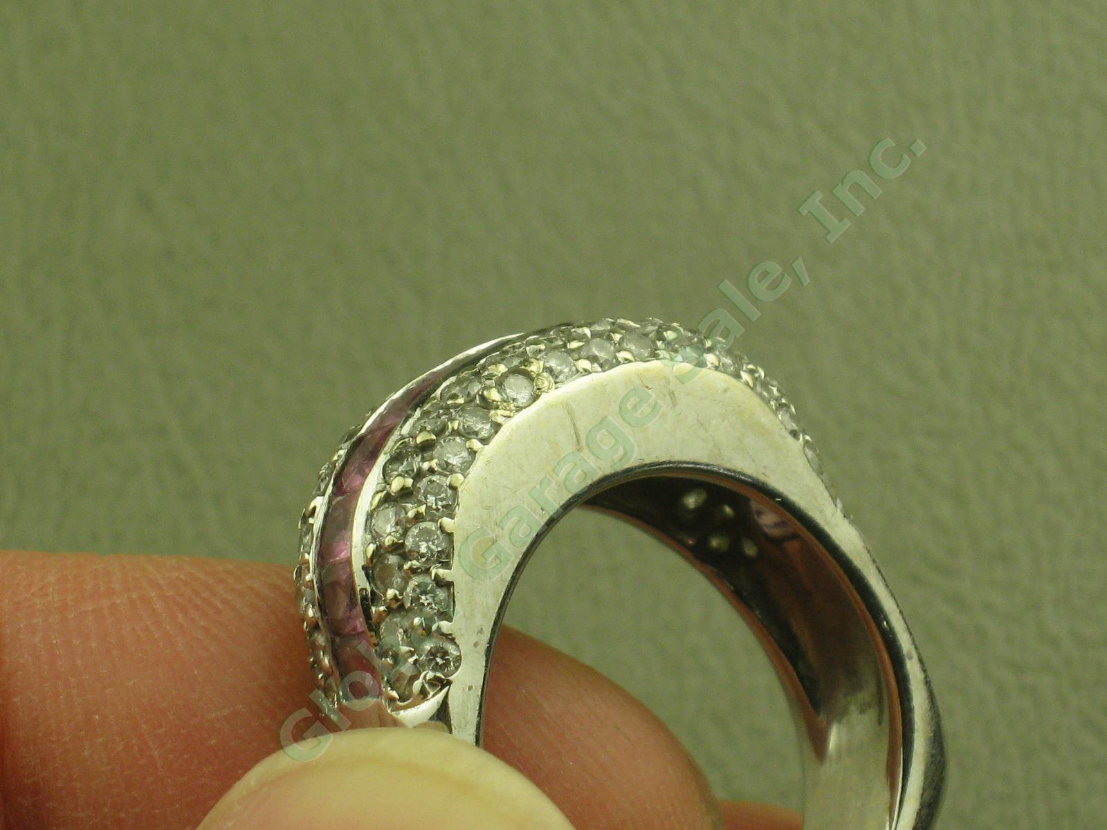 3.05ct Ceylon Pink Sapphire Pave Diamond Band 18K White Gold Ring 4.30 ctw Sz 8 6