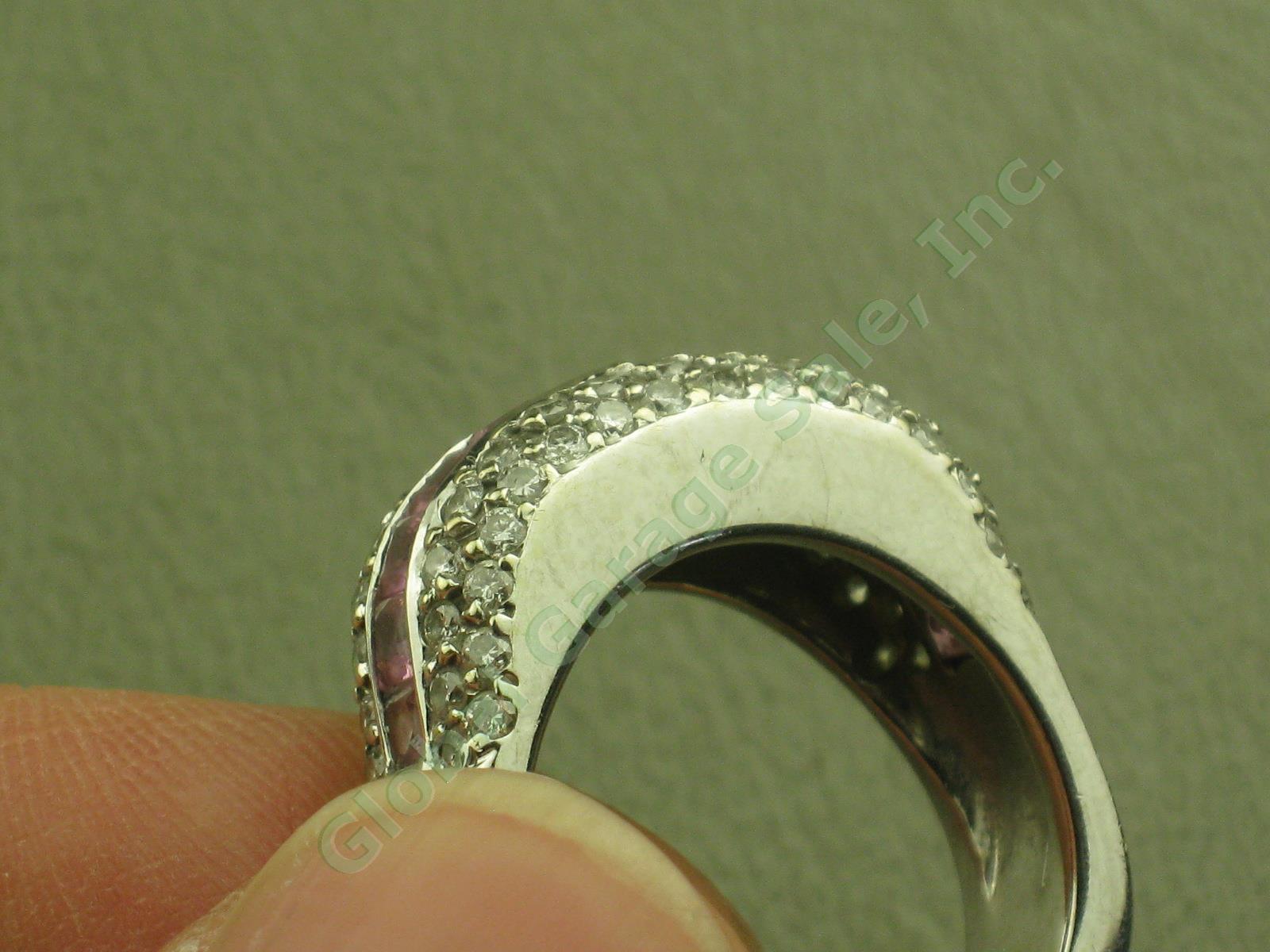 3.05ct Ceylon Pink Sapphire Pave Diamond Band 18K White Gold Ring 4.30 ctw Sz 8 7