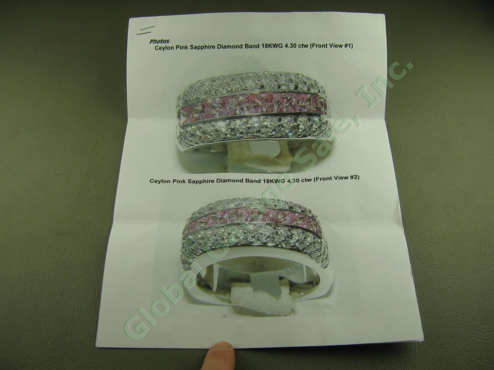 3.05ct Ceylon Pink Sapphire Pave Diamond Band 18K White Gold Ring 4.30 ctw Sz 8 13