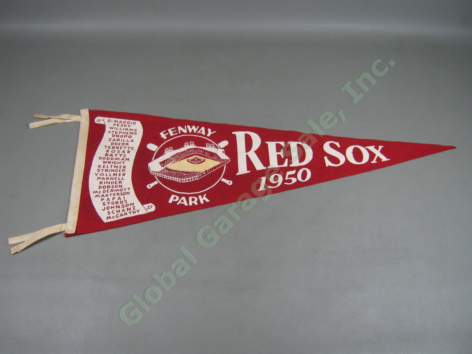Vtg 1950 Boston Red Sox Fenway Park MLB Baseball Pennant DiMaggio Williams 29.5"