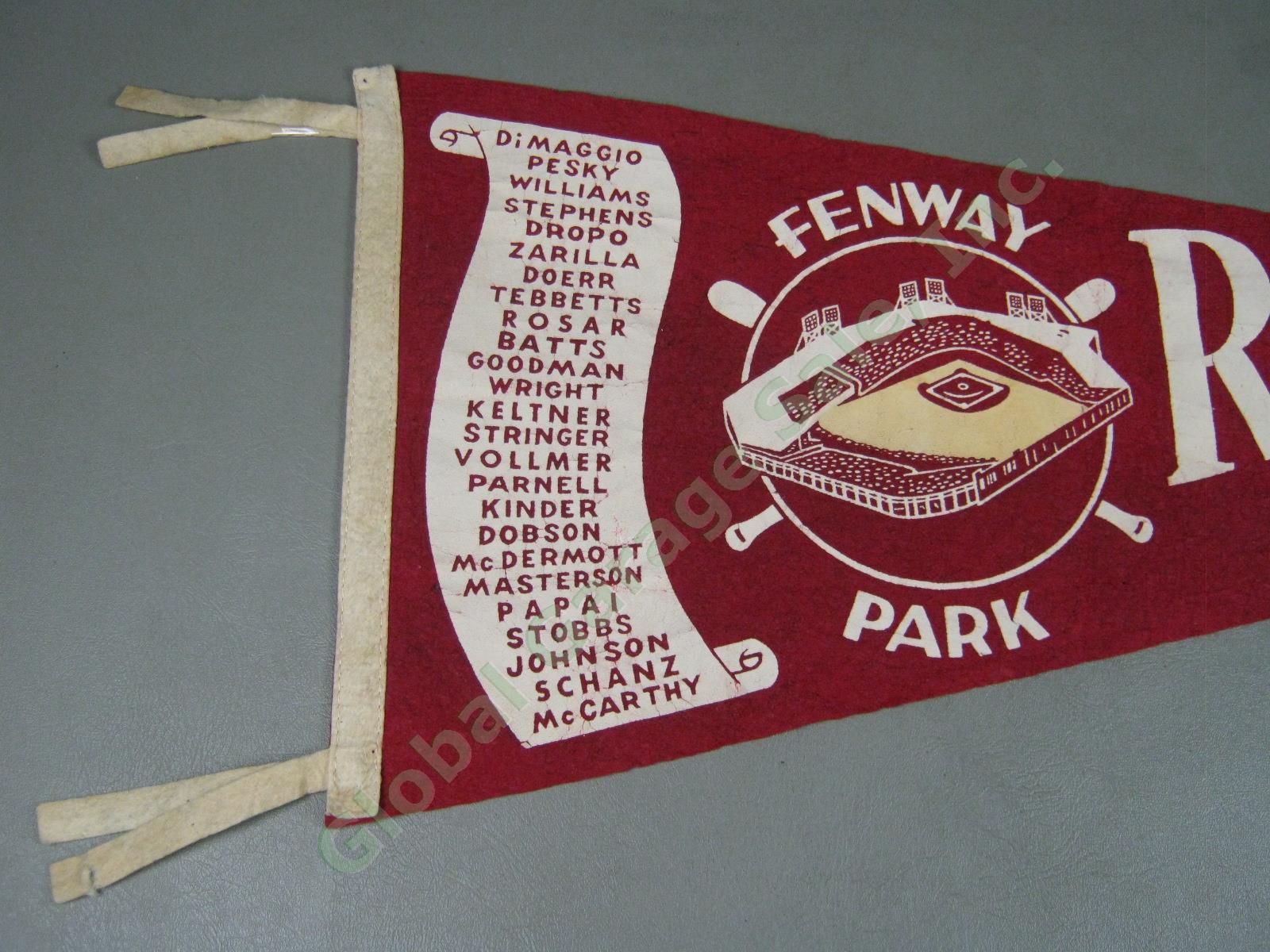 Vtg 1950 Boston Red Sox Fenway Park MLB Baseball Pennant DiMaggio Williams 29.5" 1