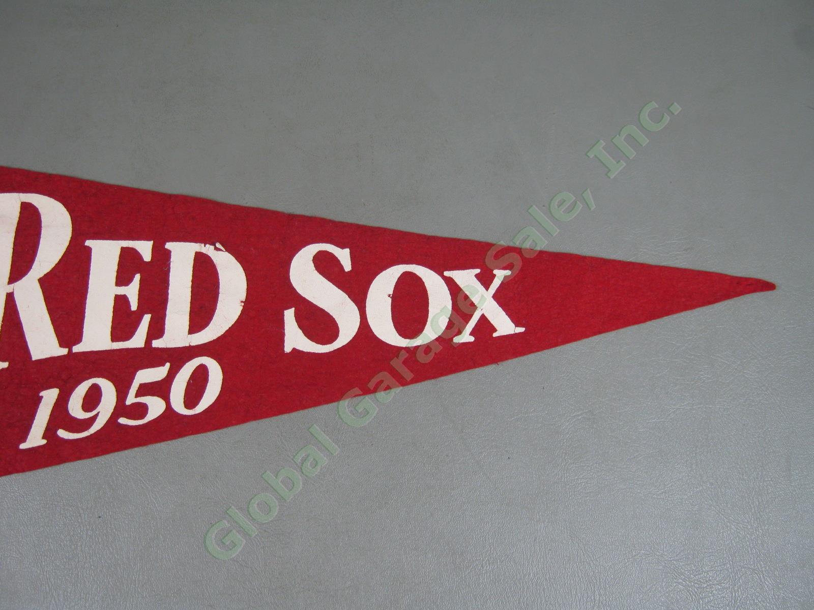 Vtg 1950 Boston Red Sox Fenway Park MLB Baseball Pennant DiMaggio Williams 29.5" 2
