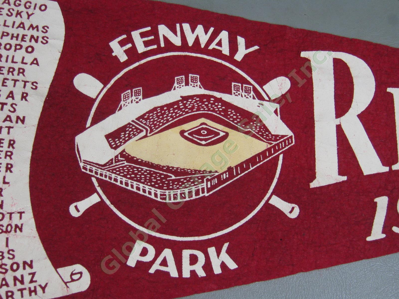 Vtg 1950 Boston Red Sox Fenway Park MLB Baseball Pennant DiMaggio Williams 29.5" 5