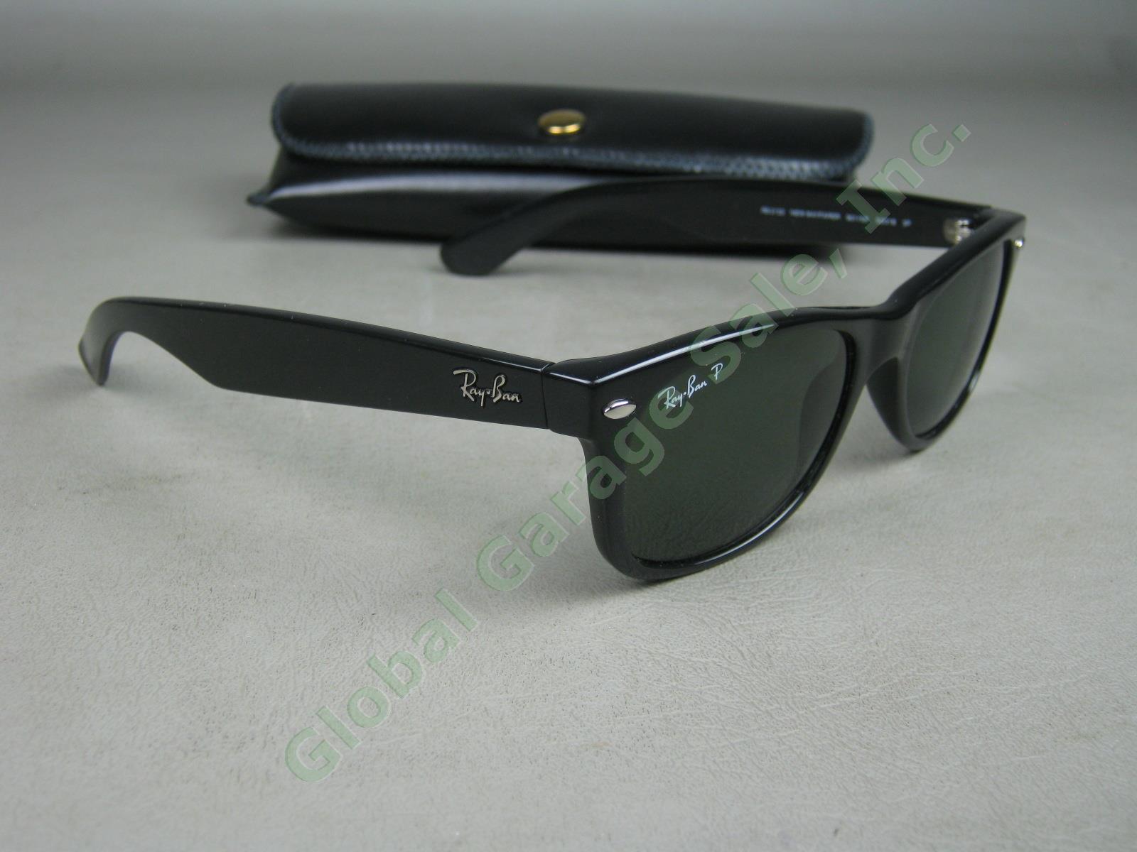 Ray-Ban RB2132 901/58 New Wayfarer Polarized Sunglasses Black Frame Green Lens