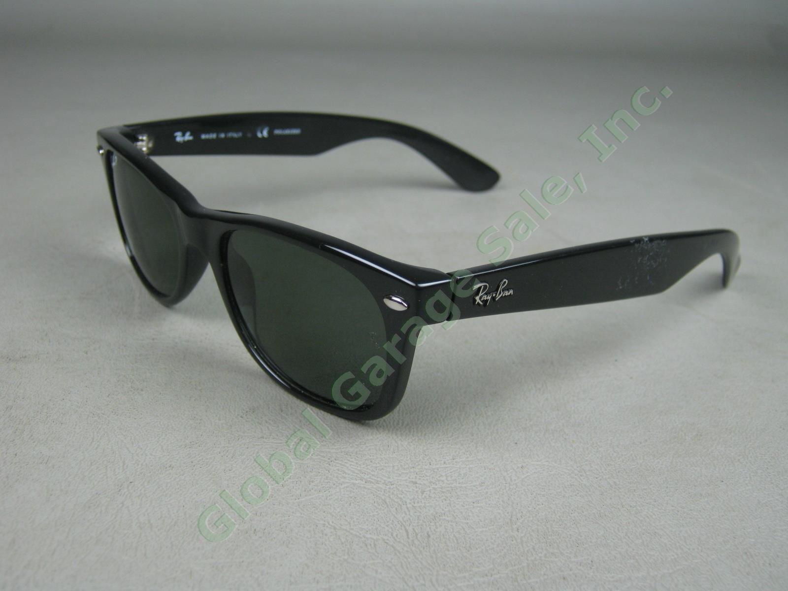 Ray-Ban RB2132 901/58 New Wayfarer Polarized Sunglasses Black Frame Green Lens 1