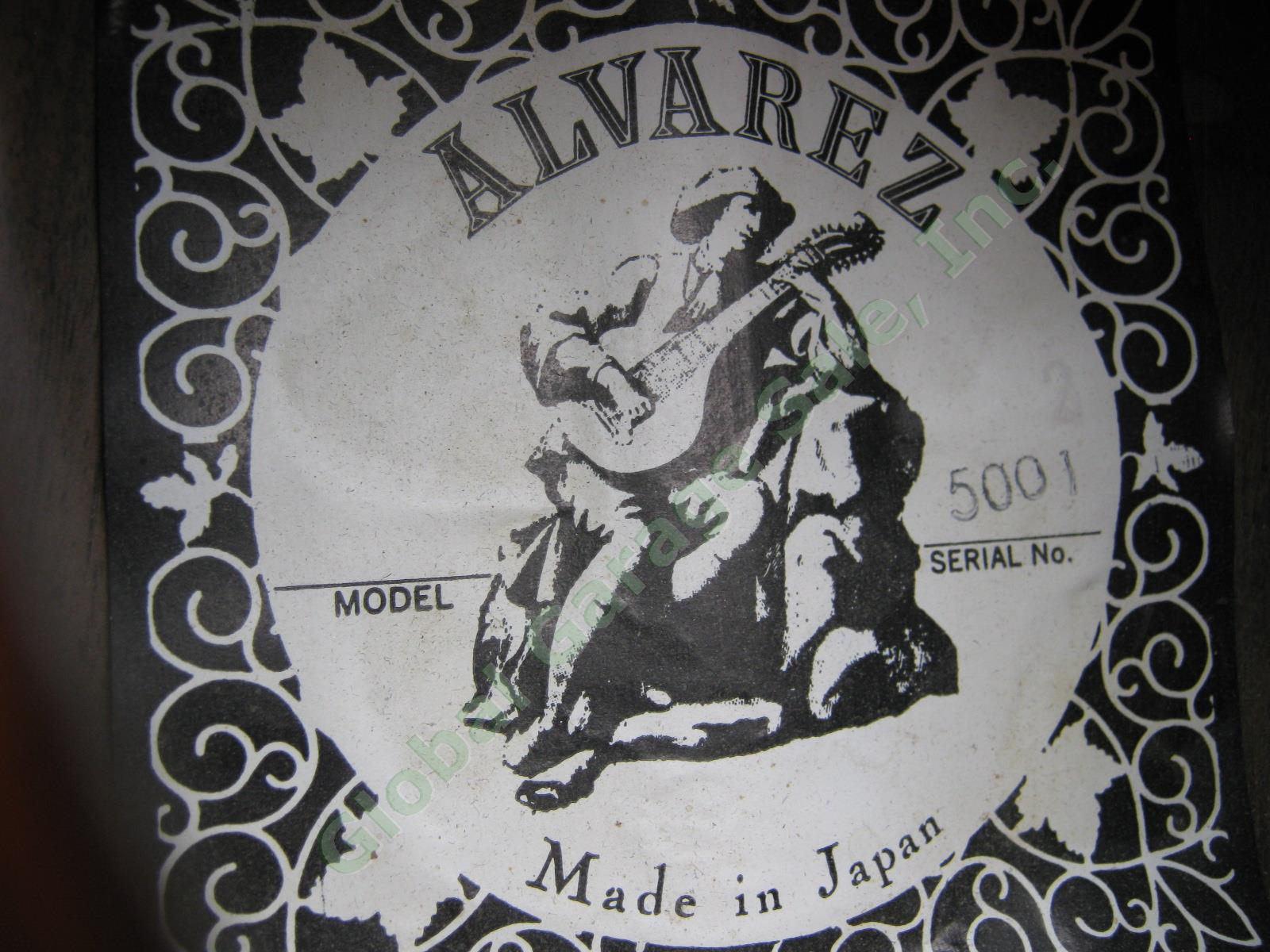 Rare Vtg 1970s Alvarez 5001 Classical Acoustic Guitar Made In Japan W/ Hard Case 6
