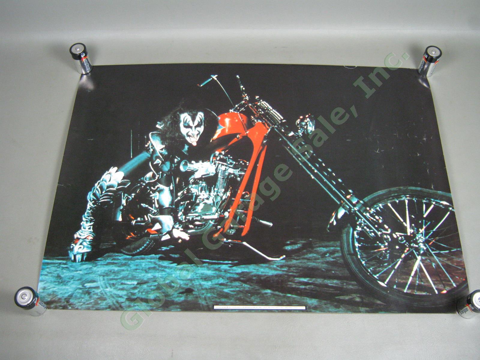 Vtg 1977 KISS Aucoin Pro Arts Poster Gene Simmons Chopper Motorcycle Bike 14-530