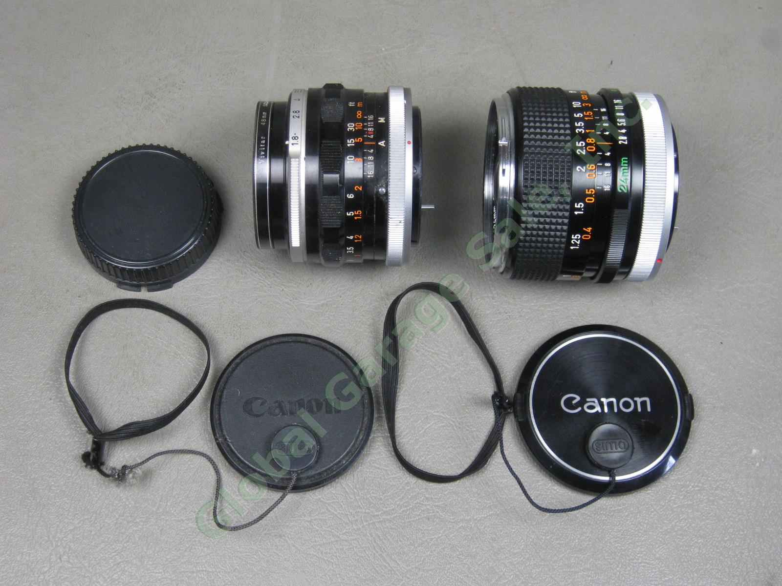 Canon Lens Lot FL 50mm 1:1.8 + FD 24mm 1:2.8 Skylight/Haze Filters Made In Japan