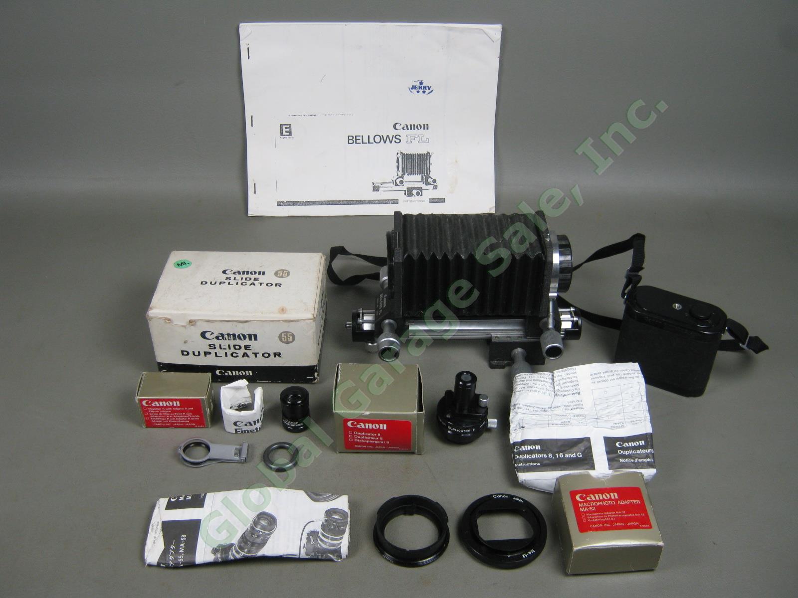 Canon Bellows FL Duplicator 8 Magnifier R Macrophoto Adapter MA-52 Camera Lot NR