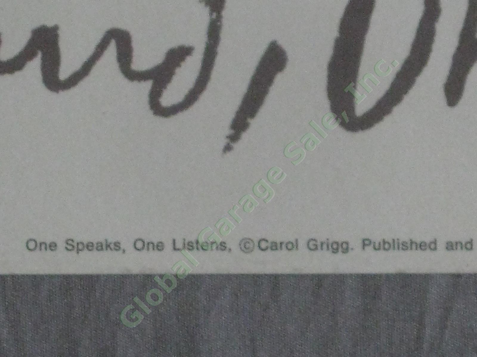 Rare Carol Grigg One Speaks One Listens Gango Gallery Watercolor Art Print NR! 4