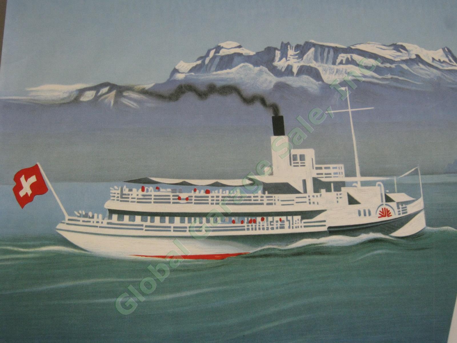 Vtg Original Zurichsee Swiss Travel Poster Lake Lucerne Steamship Switzerland 3