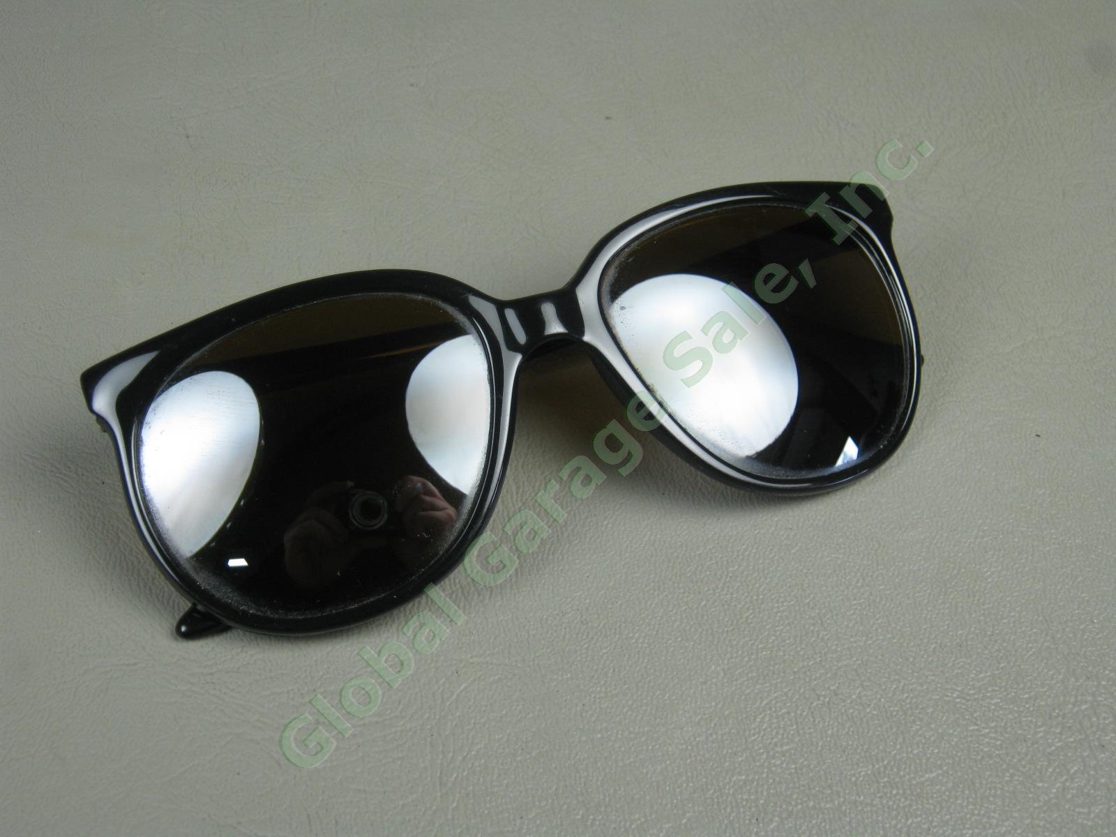 Vtg Skilynx-Acier-Vuarnet Pouilloux 4002 Black Sunglasses W/ Amber Lenses France