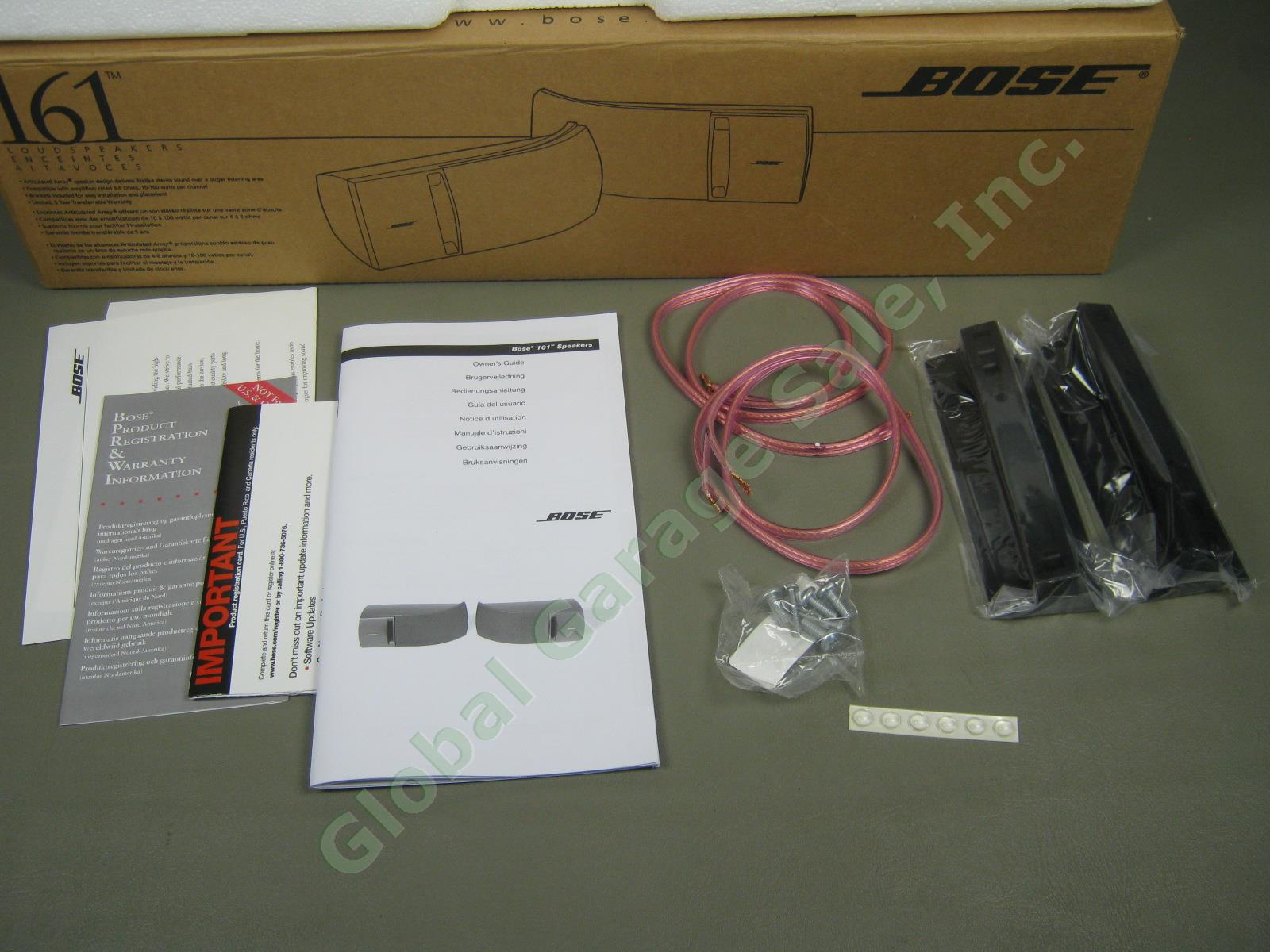 Black Pair Bose 161 Left Right Bookshelf Speaker System +Brackets Manual Box Lot 1
