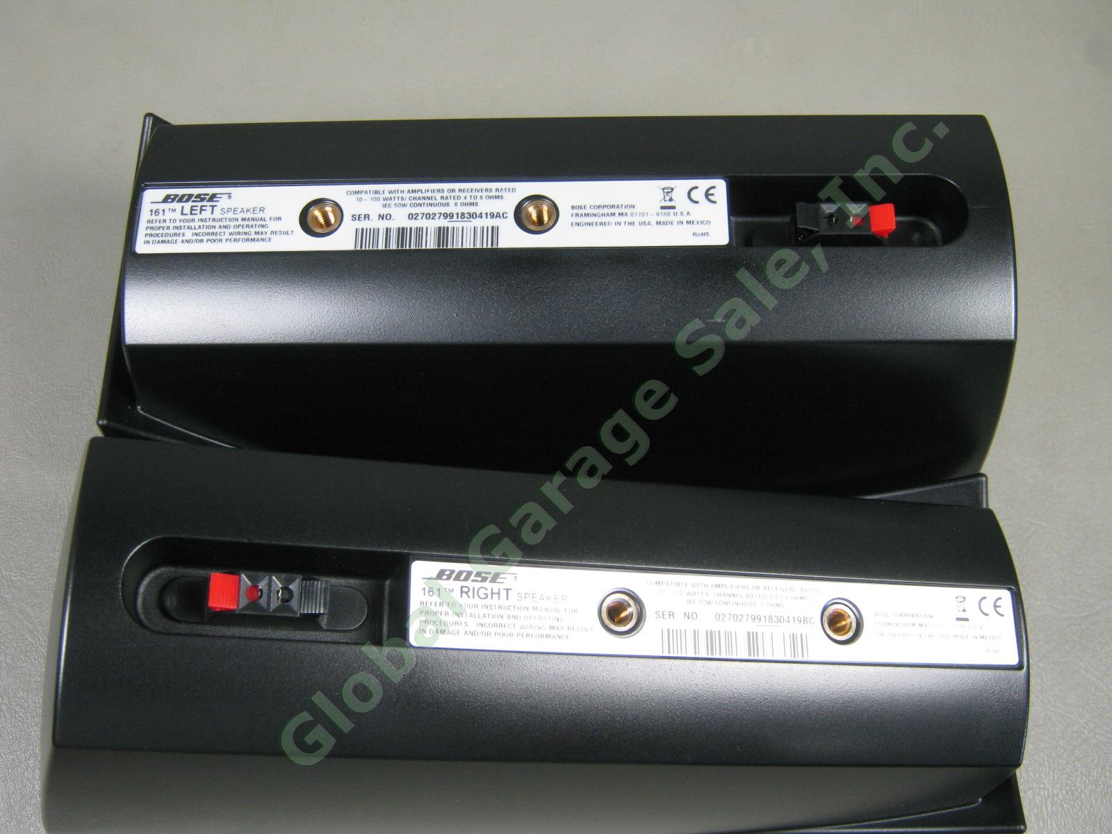 Black Pair Bose 161 Left Right Bookshelf Speaker System +Brackets Manual Box Lot 7