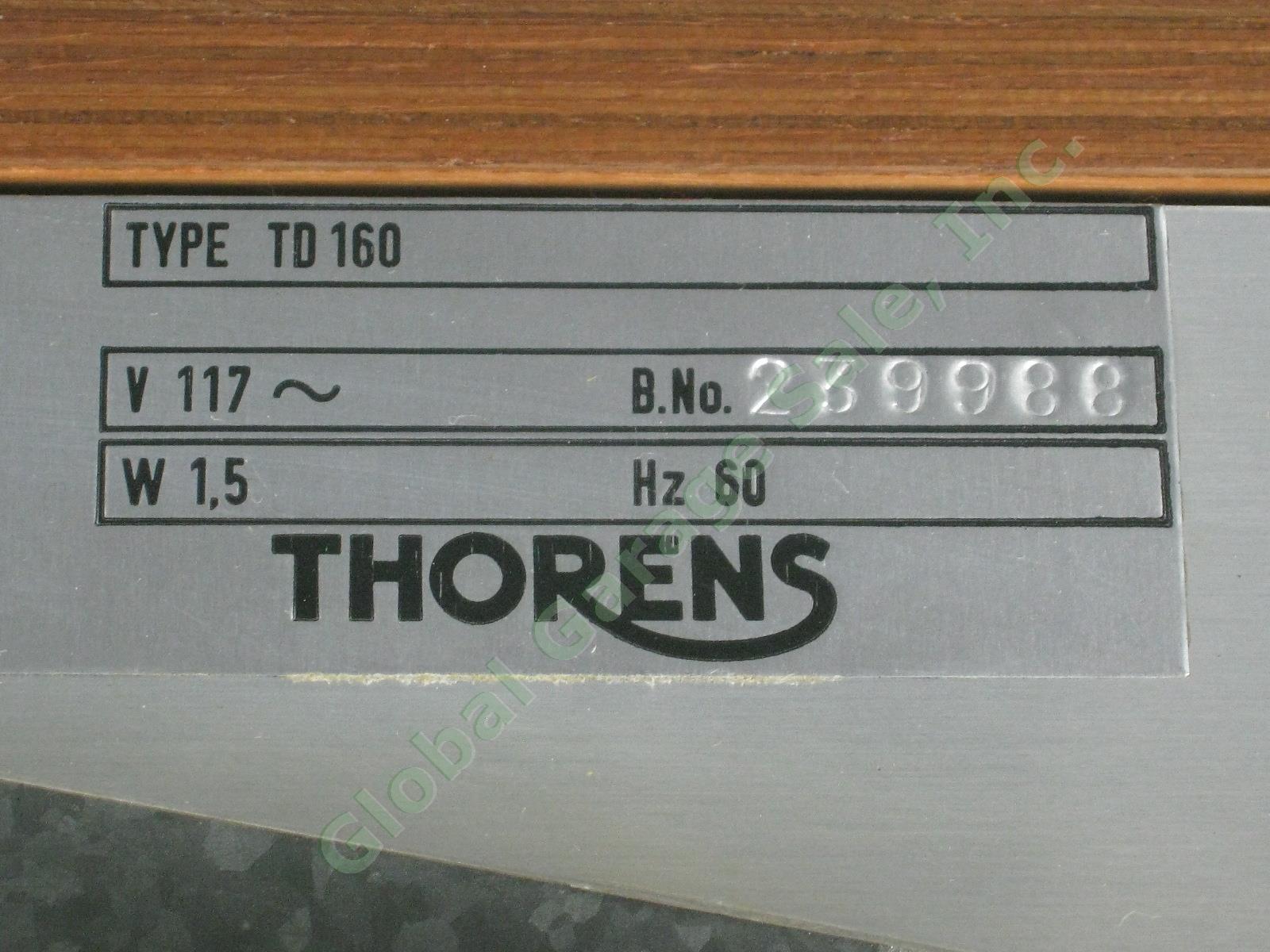 Nice! Vtg Thorens TD 160 Belt Drive Turntable w/ Upgraded Spindle + Hinges NR! 13
