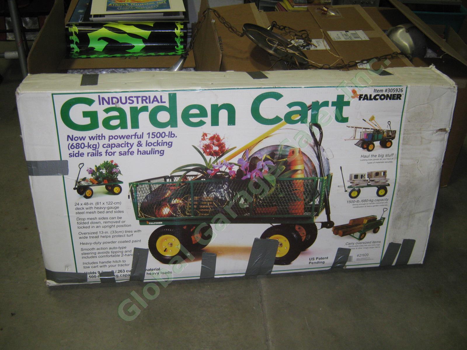 NIB Falconer Industrial Garden Cart Wagon 1500lb Capacity 24"x48" Deck 9.3 cu ft