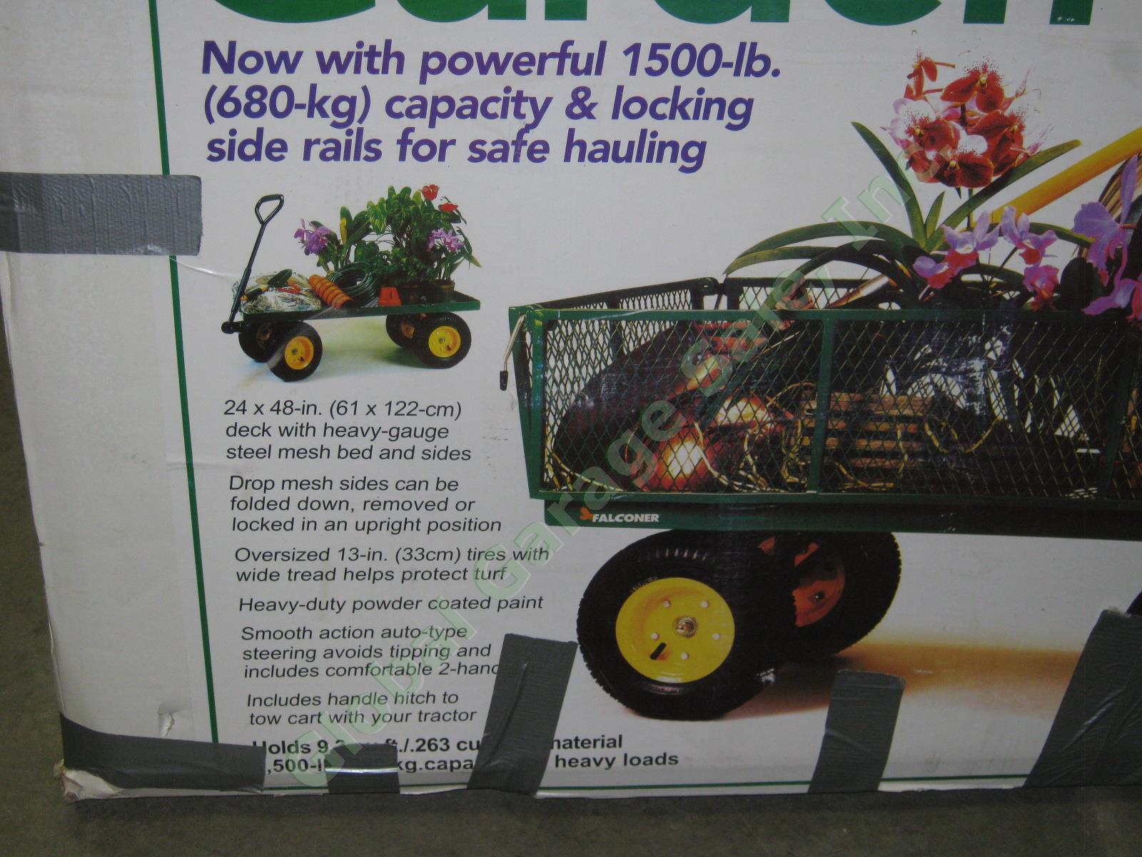 NIB Falconer Industrial Garden Cart Wagon 1500lb Capacity 24"x48" Deck 9.3 cu ft 2