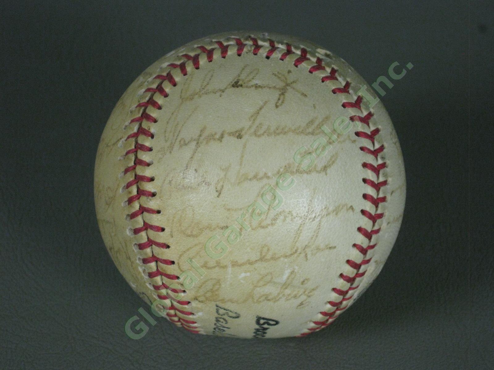 Vtg 1951 Brooklyn Dodgers Team Signed Baseball Robinson Campanella ++ Clubhouse? 6