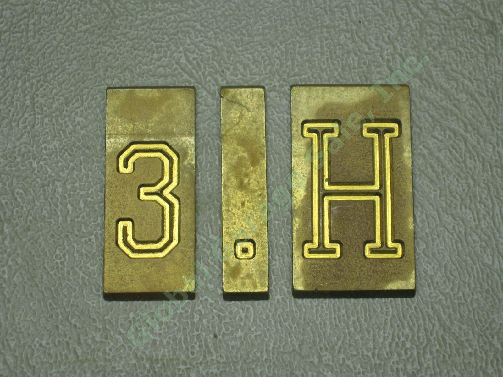 New Hermes Brass Double Line Block Type Engraving Font Letters Number Set Lot NR 1