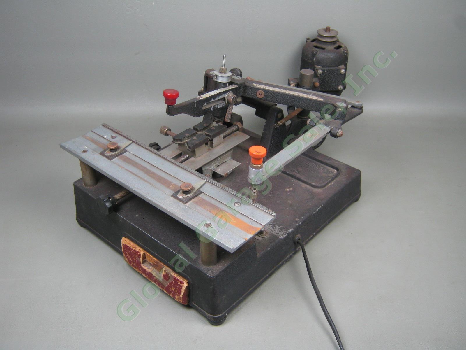 Vtg Antique New Hermes Portable IND EM Engraving Machine + Tools Accessories Lot 4
