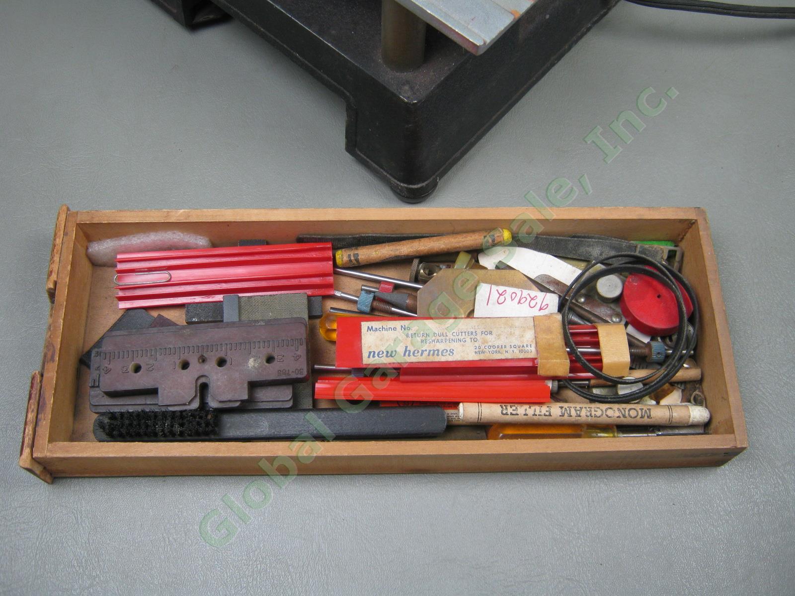 Vtg Antique New Hermes Portable IND EM Engraving Machine + Tools Accessories Lot 9