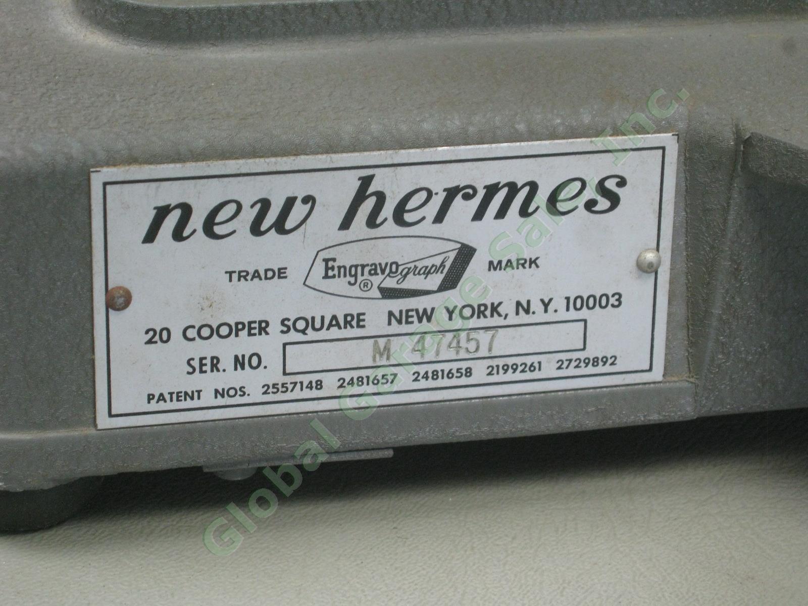 Vtg New Hermes Engravograph Portable Engraving Machine +Fonts Double Line Script 2