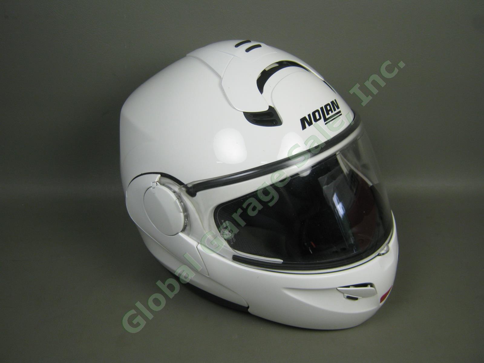 Nolan N102 Solid N-Com Metal White Motorcycle Helmet XXL Exc Cond W/ Box Bundle 1