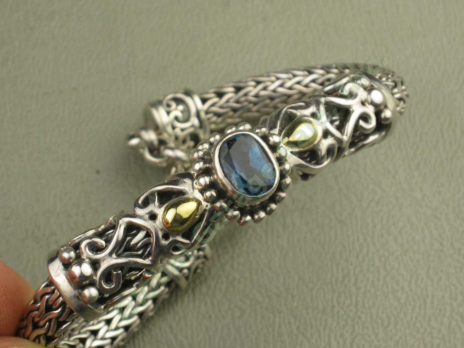 Aquamarine Woven Sterling Silver + 18k Gold Bracelet BA Indonesia John Hardy? NR 1