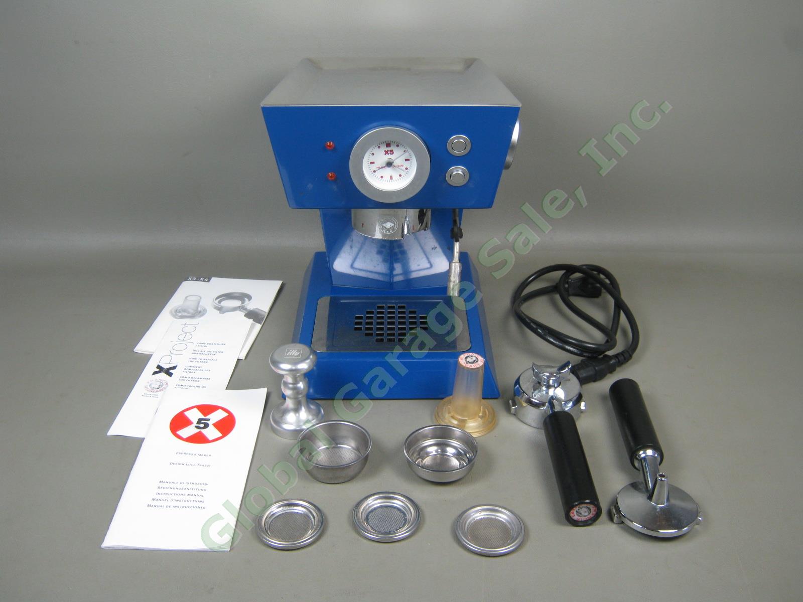Royal Blue Francis X5 Espresso Maker Machine Tested Works Luca Trazzi Design NR!