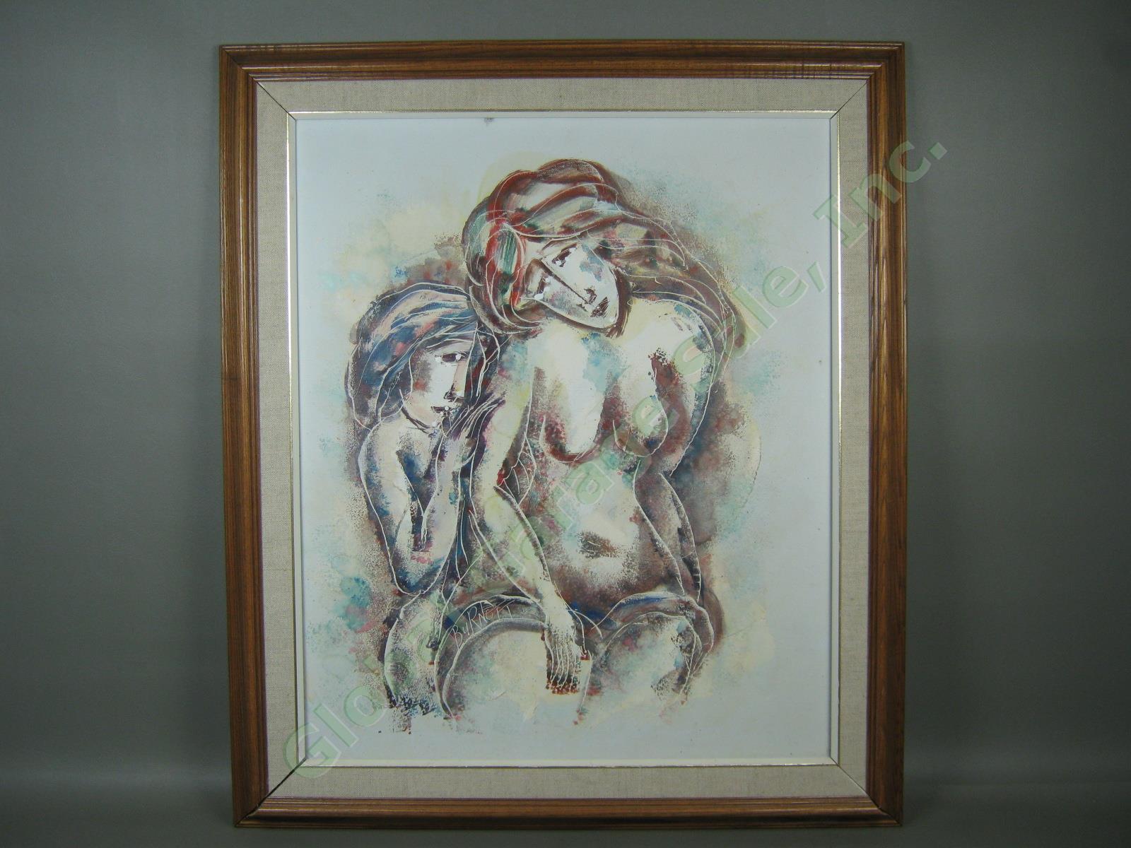Original Signed Calvin Waller Burnett Oil Painting On Canvas Two Nude Women NR!!