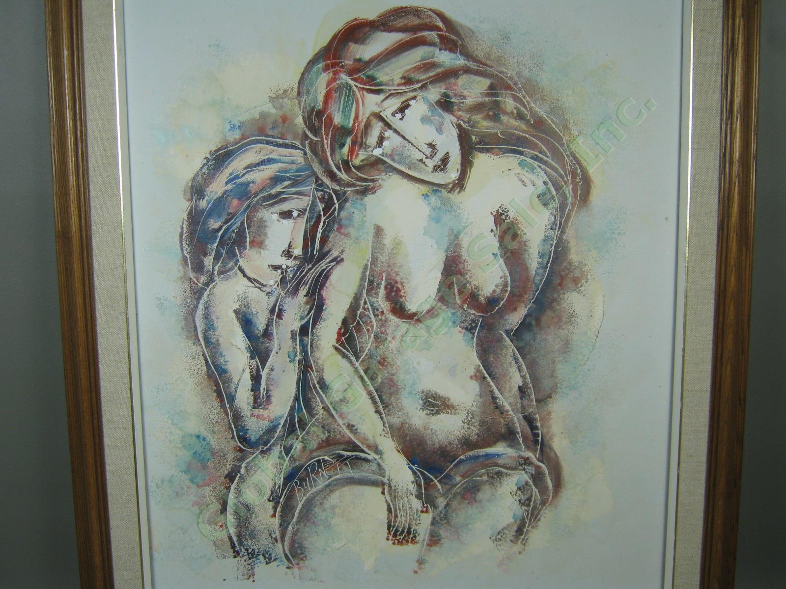 Original Signed Calvin Waller Burnett Oil Painting On Canvas Two Nude Women NR!! 1