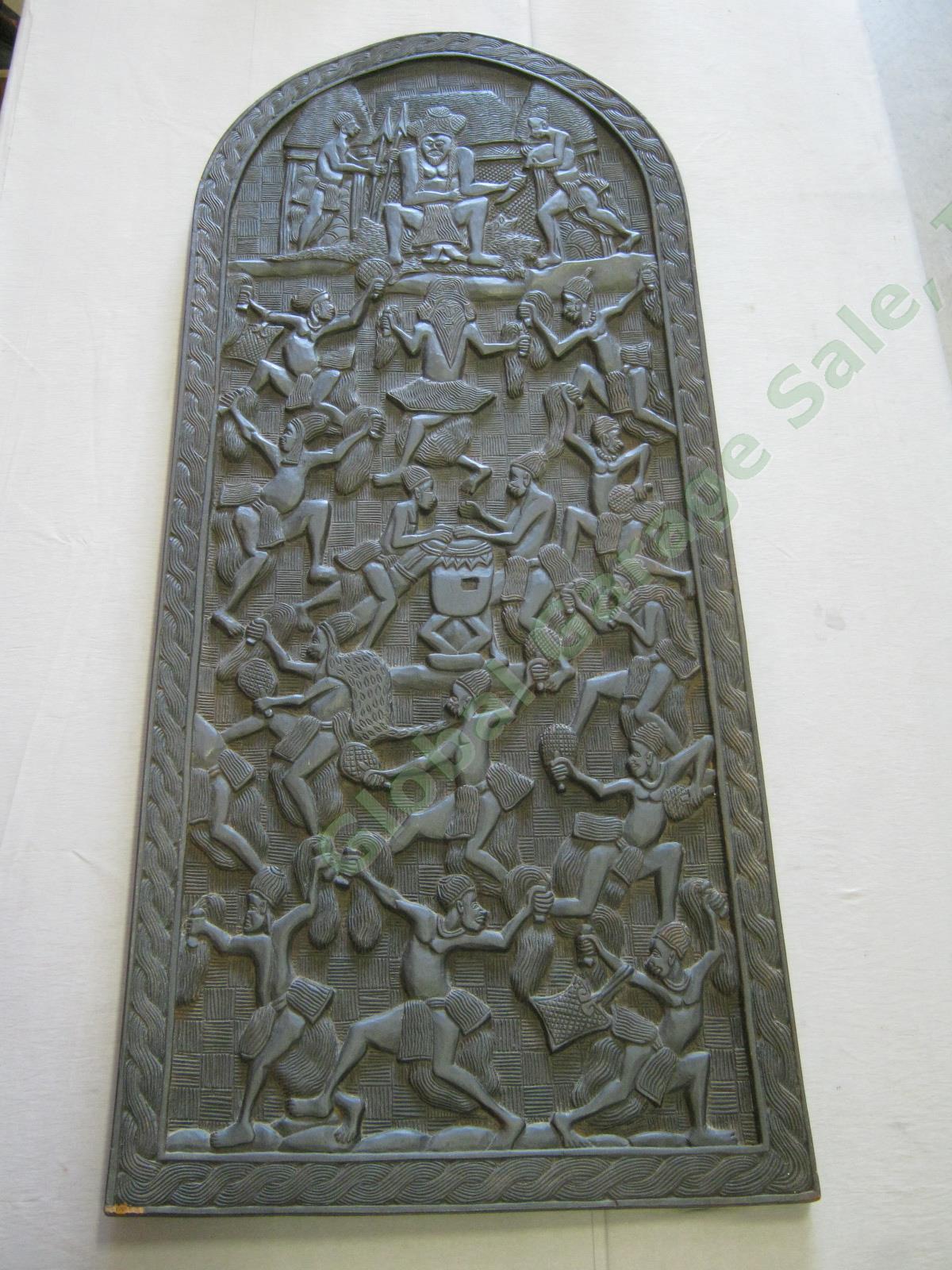Vtg Antique African Art Hand Carved Wood Panel Carving Wall Hanging Africa 59x24
