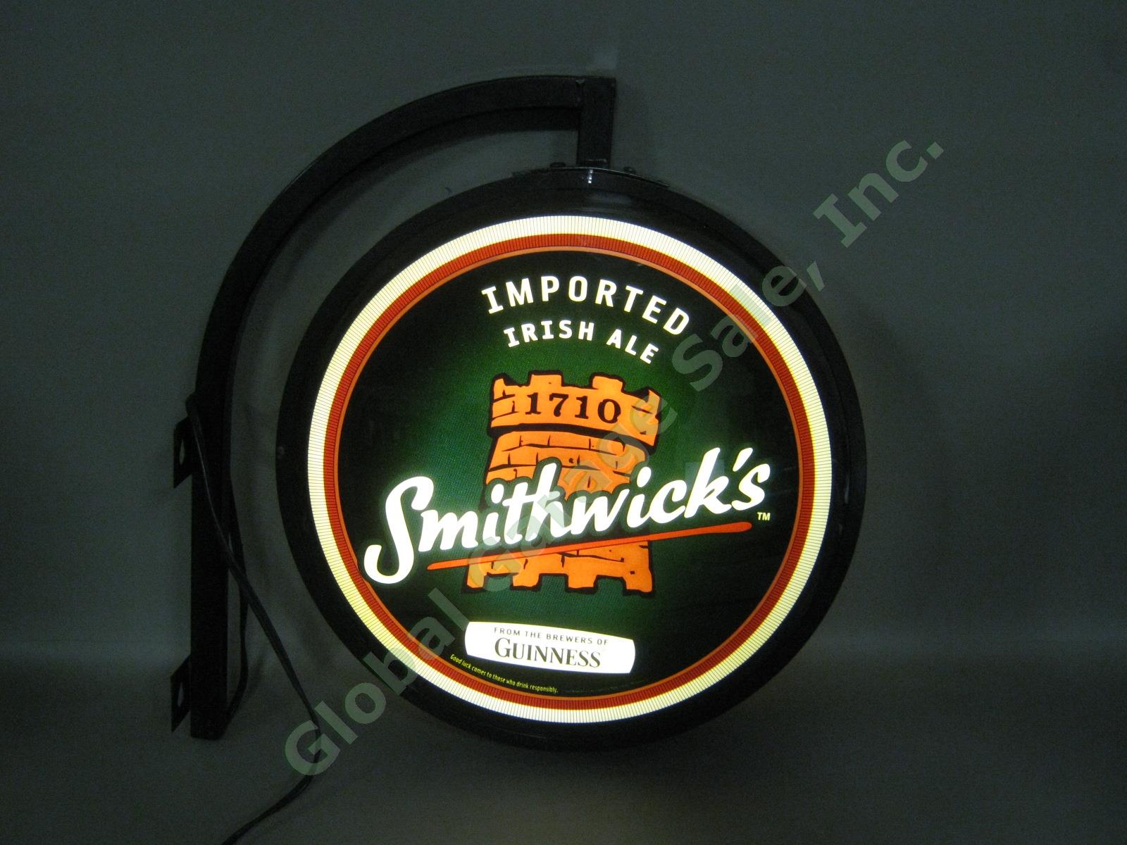 Smithwicks Imported Irish Ale 2 Sided Light Sign Pub Bar Man Cave Guinness Beer 2