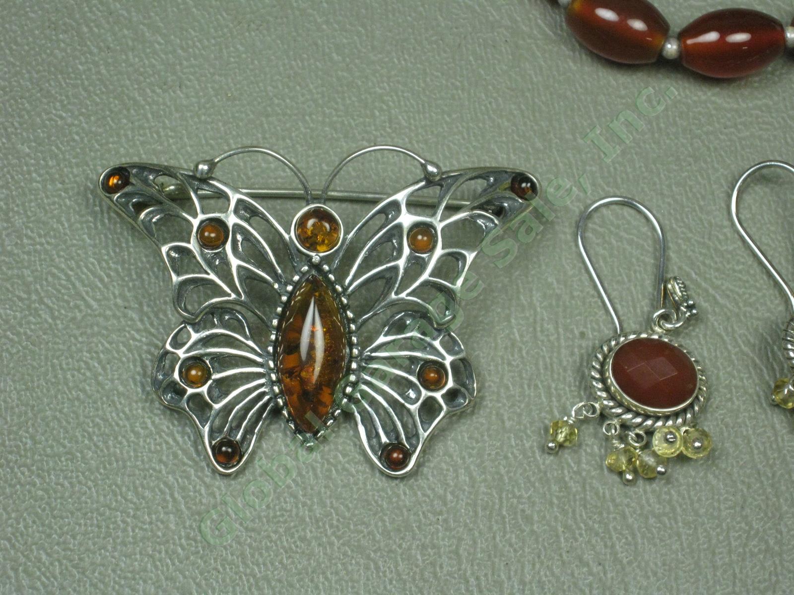 Sterling Silver Jewelry Lot Pearl Opal Amber Amethyst Citrine Pendants Earrings 2