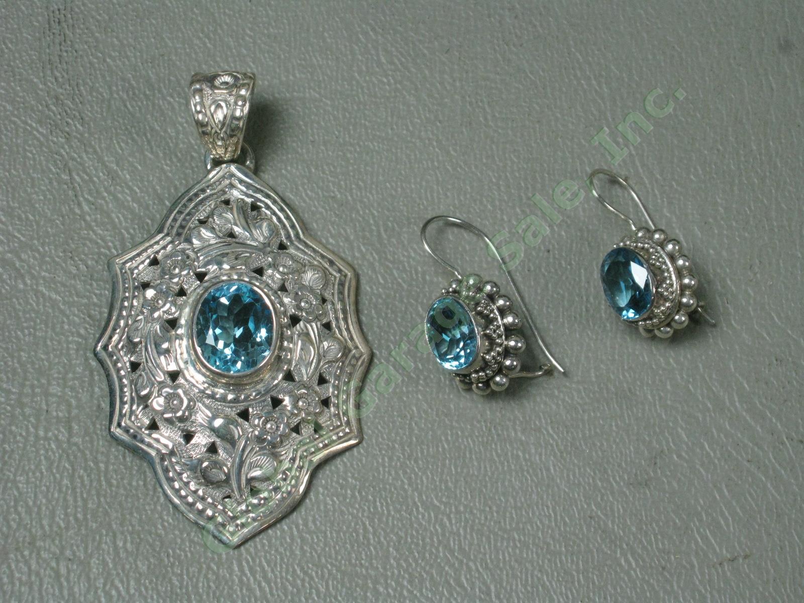 Sterling Silver Jewelry Lot Pearl Opal Amber Amethyst Citrine Pendants Earrings 9