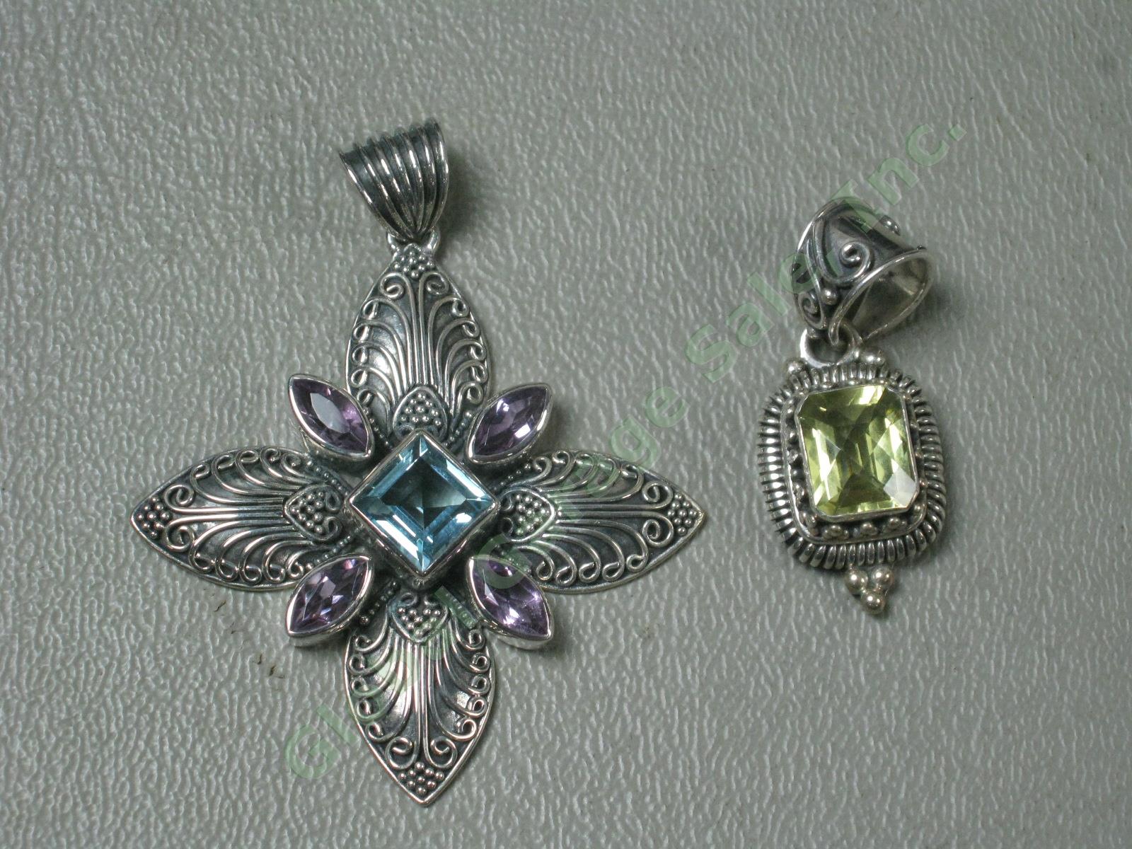 Sterling Silver Jewelry Lot Pearl Opal Amber Amethyst Citrine Pendants Earrings 10