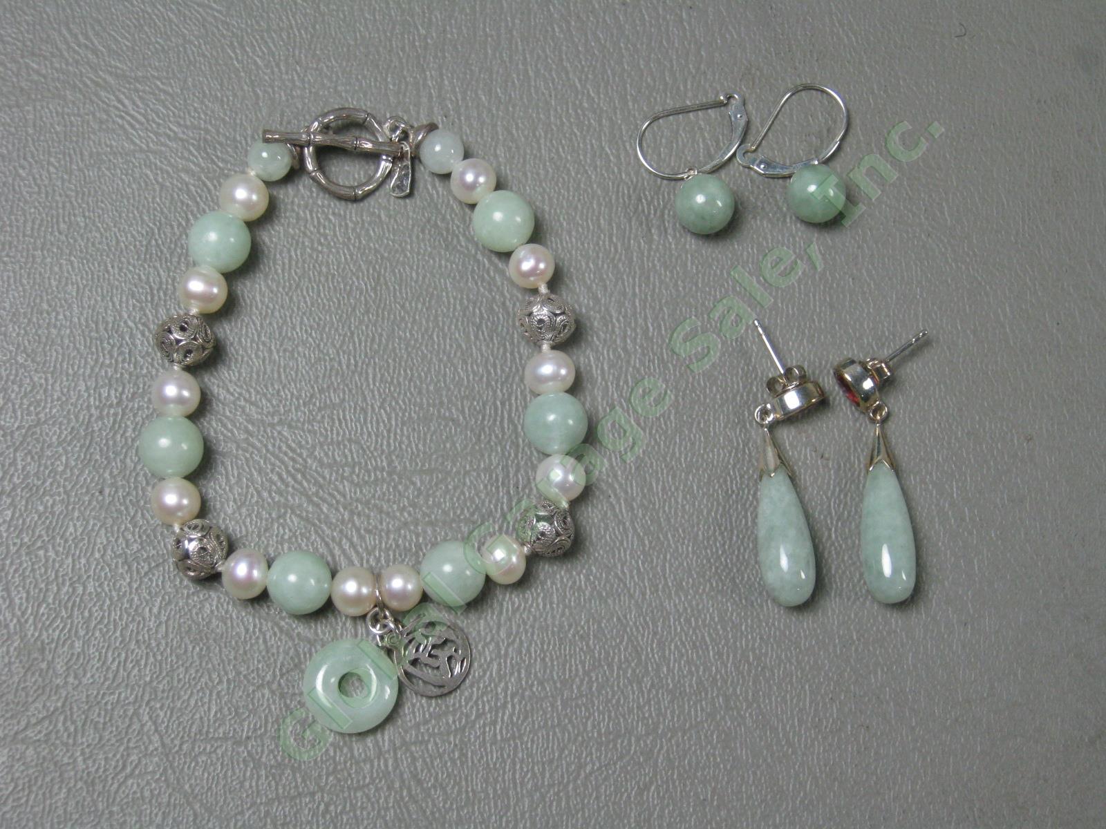 Sterling Silver Jewelry Lot Pearl Opal Amber Amethyst Citrine Pendants Earrings 11