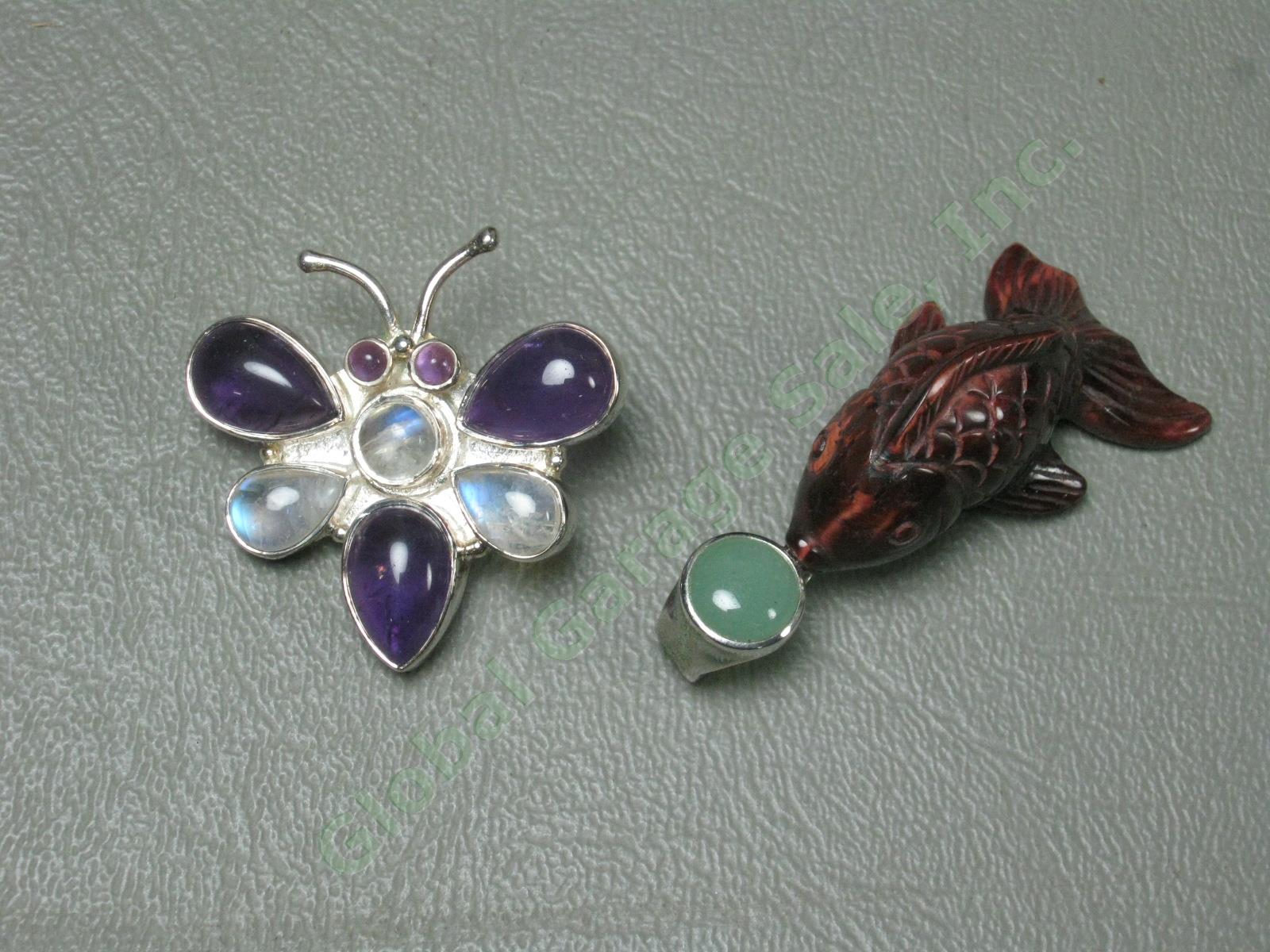 Sterling Silver Jewelry Lot Pearl Opal Amber Amethyst Citrine Pendants Earrings 13