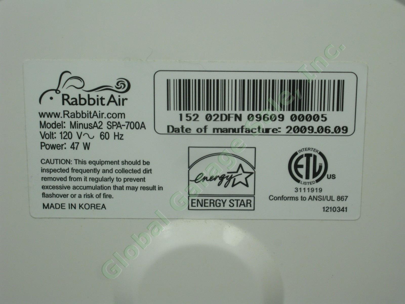 Rabbit Air Minus A2 Ultra Quiet HEPA Purifier Pet Odor Remover SPA700A No Remote 7