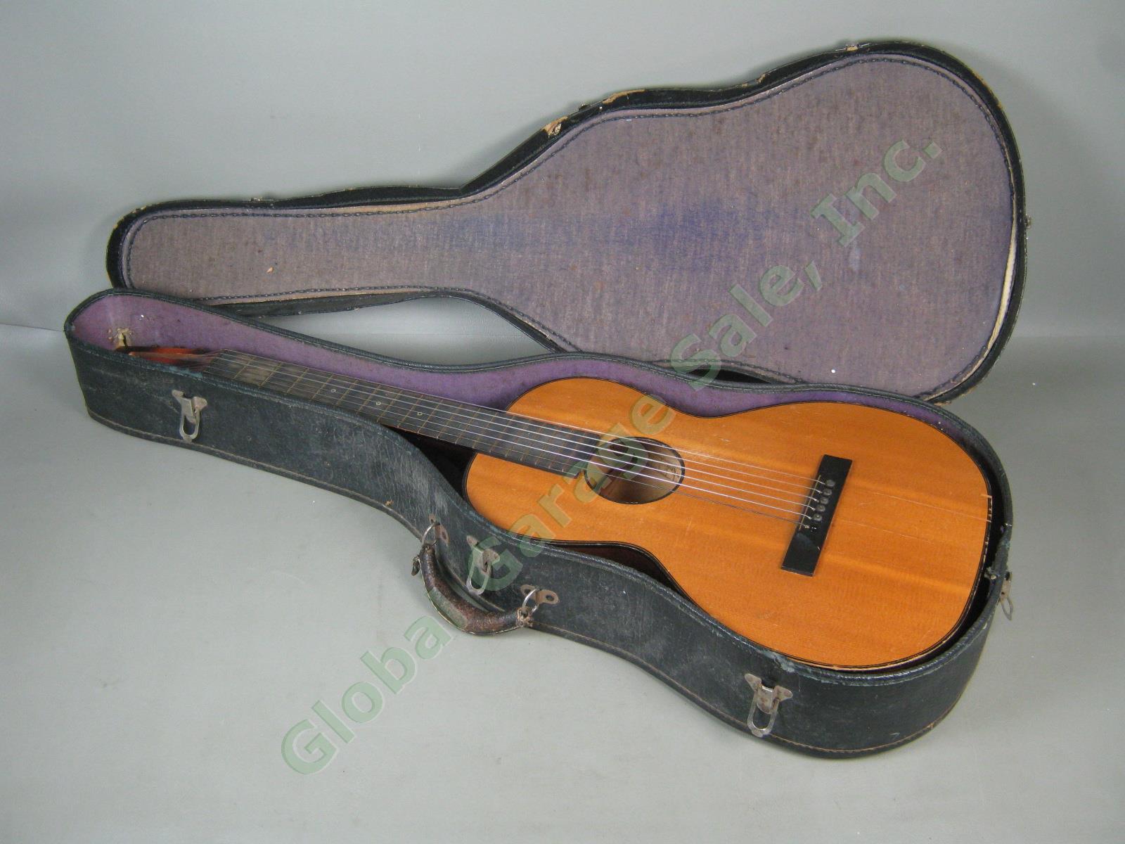 Vtg 1920s 1930s B&J Serenader 6-String Acoustic Parlor Guitar W/ Case Regal Kay