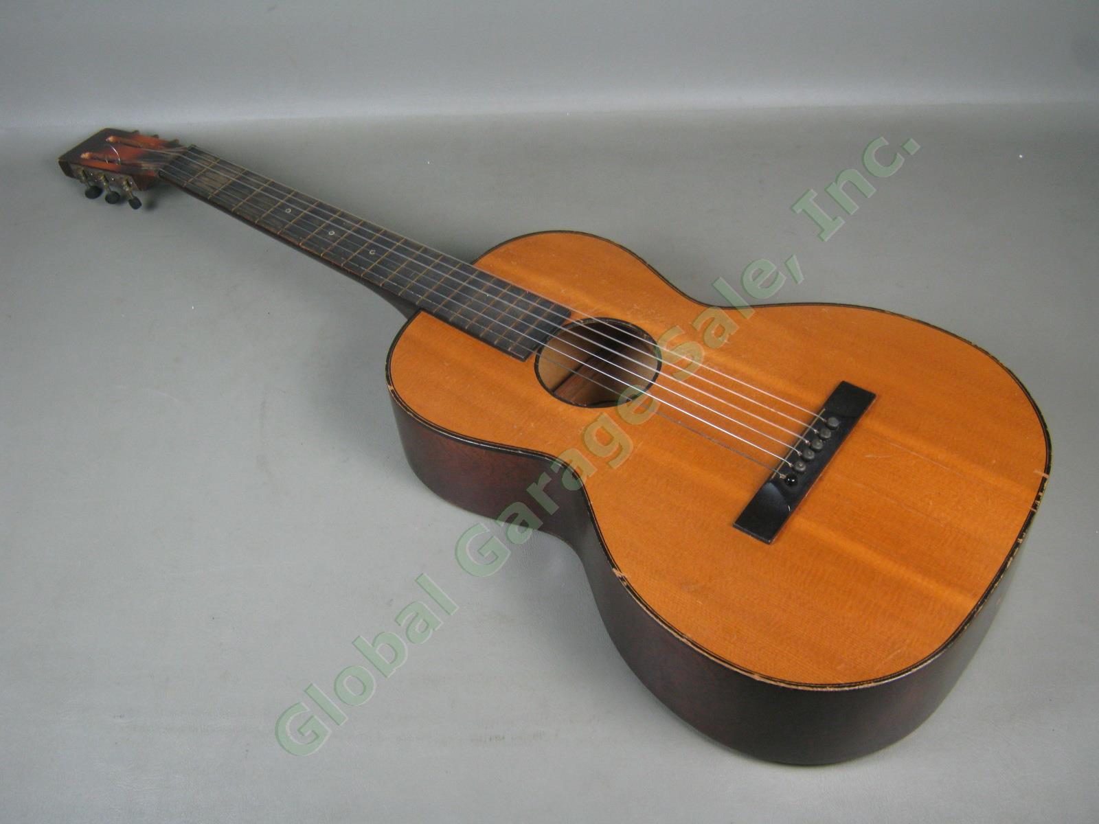 Vtg 1920s 1930s B&J Serenader 6-String Acoustic Parlor Guitar W/ Case Regal Kay 1