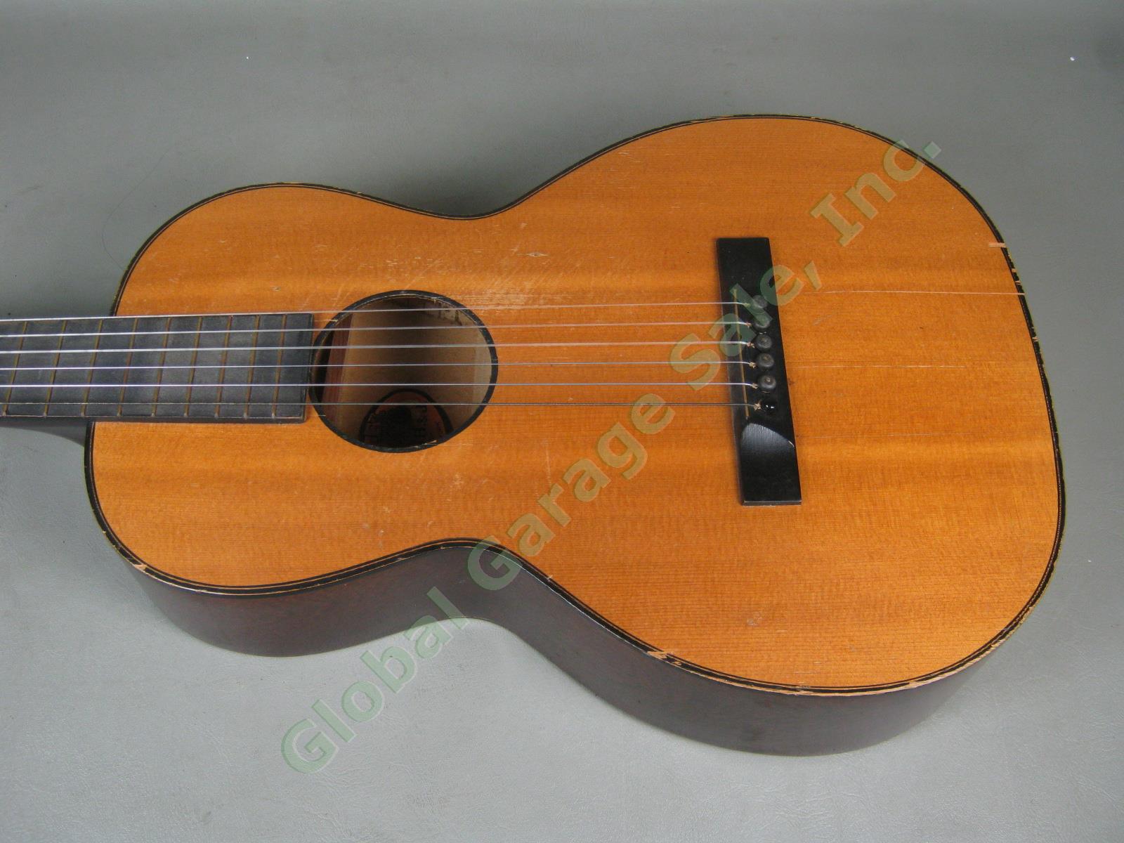 Vtg 1920s 1930s B&J Serenader 6-String Acoustic Parlor Guitar W/ Case Regal Kay 2