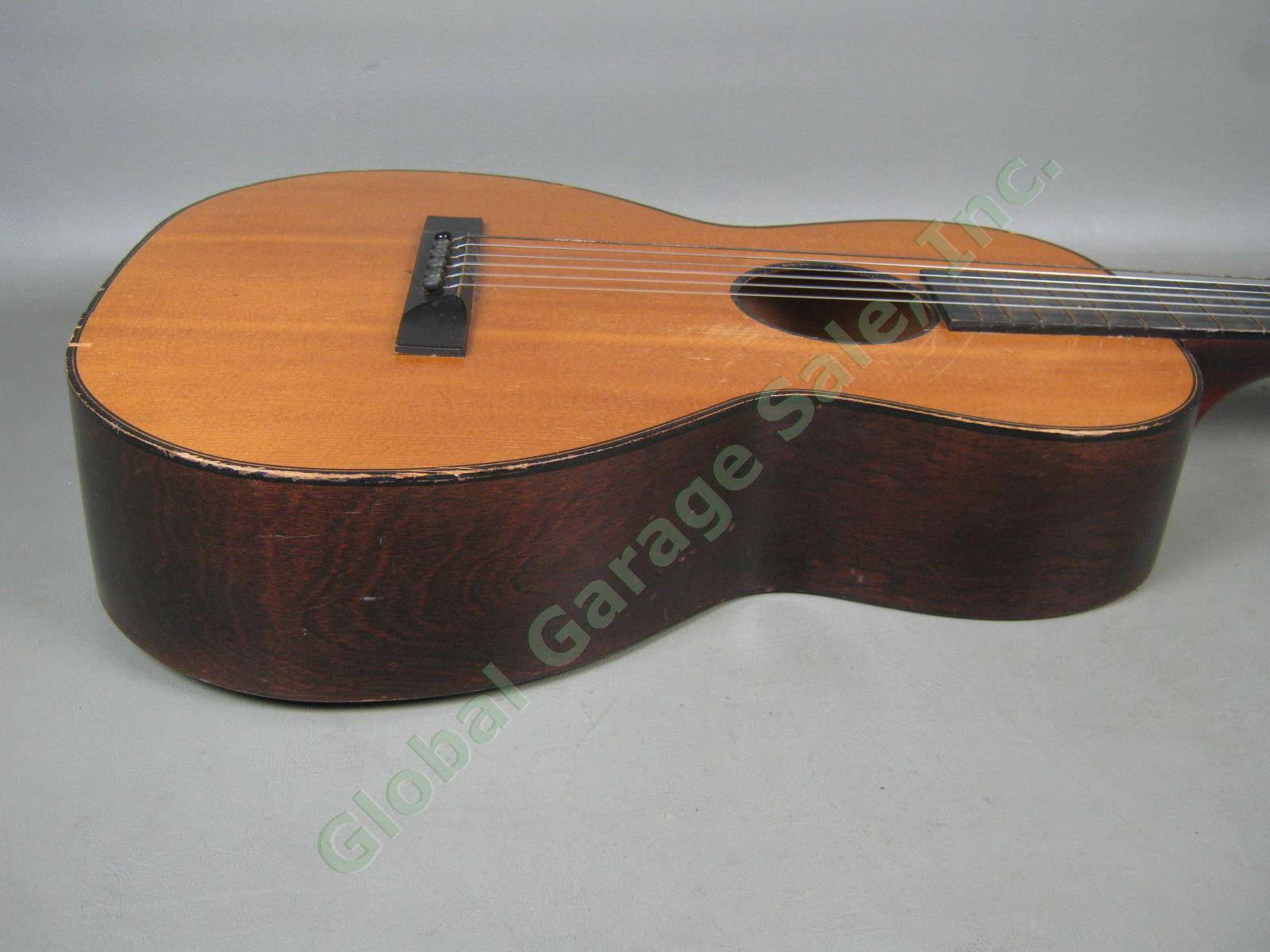 Vtg 1920s 1930s B&J Serenader 6-String Acoustic Parlor Guitar W/ Case Regal Kay 4