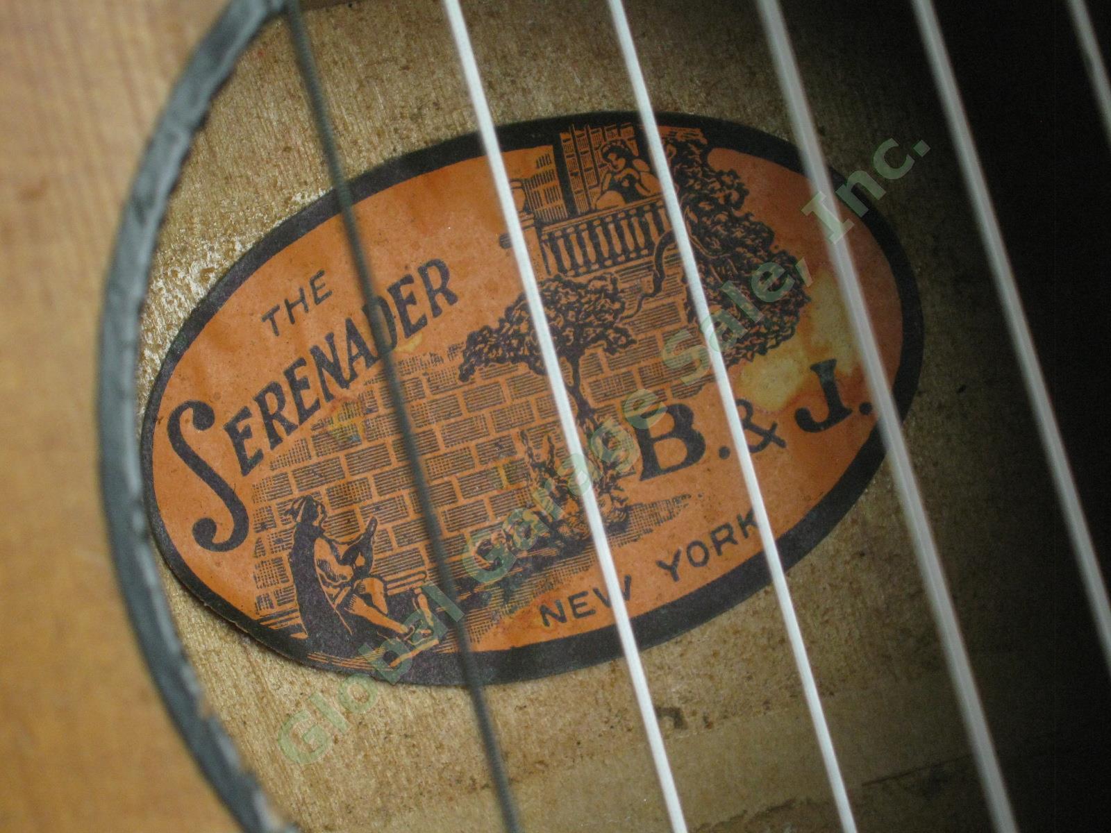 Vtg 1920s 1930s B&J Serenader 6-String Acoustic Parlor Guitar W/ Case Regal Kay 8