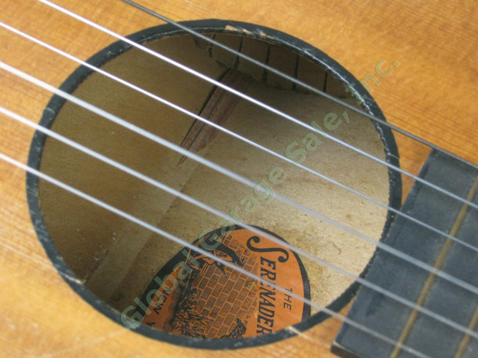 Vtg 1920s 1930s B&J Serenader 6-String Acoustic Parlor Guitar W/ Case Regal Kay 10